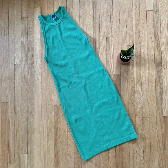 Old Navy Fitted Sleeveless Rib-Knit Midi Green Dress BodLove Collection Size XS - Picture 2 of 9